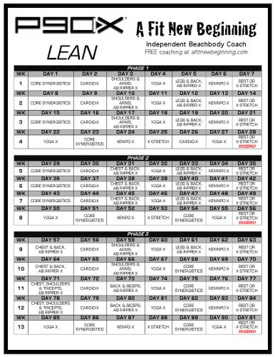 P90x Lean Workout Schedule Pdf Download