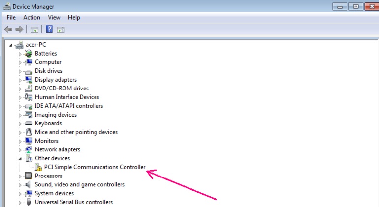 Pci simple communications controller drivers